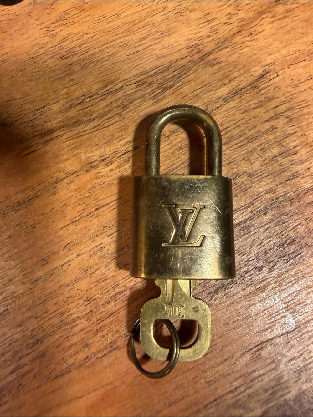 Louis Vuitton Gold Brass Padlock and Key